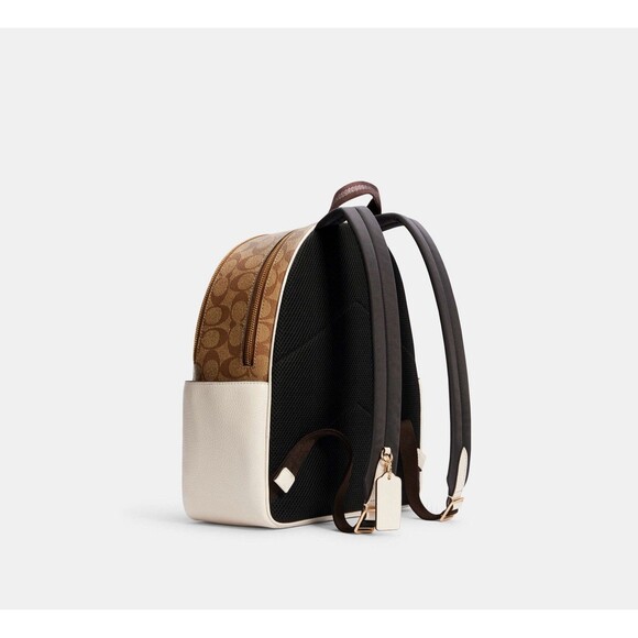NWT Coach Court Brown Backpack In Blocked Signature Canvas $498 Retail - Picture 11 of 15